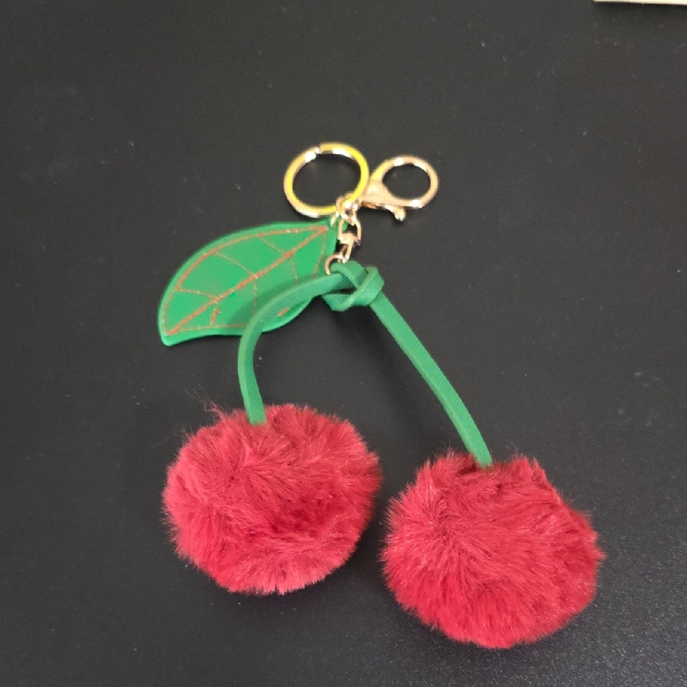 Cherry Pom Pom Key Holder
